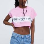 Chiara Ferragni tricou din bumbac femei, culoarea roz