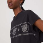 Chiara Ferragni tricou din bumbac femei, culoarea negru