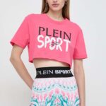 PLEIN SPORT tricou din bumbac femei, culoarea roz