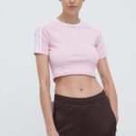 adidas Originals tricou 3-Stripes Baby Tee femei, culoarea roz, IP0664