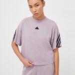 adidas tricou din bumbac femei, culoarea violet IS3613