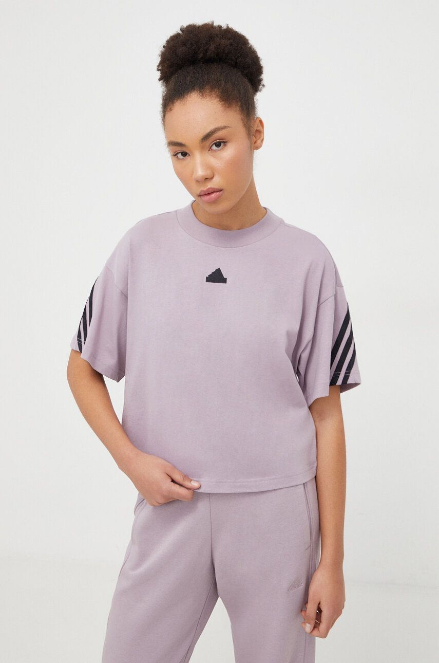 SS24-TSD0EJ-45X_F1 adidas tricou din bumbac femei, culoarea violet IS3613 - imagine 1