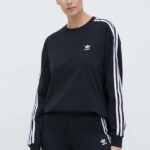 adidas Originals tricou cu maneca lunga 3-Stripes longsleeve de dama, culoarea negru, IU2412