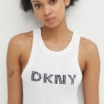 Dkny top din bumbac HEART OF NY culoarea alb, D2B4A128