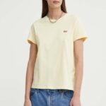 Levi's tricou din bumbac femei, culoarea galben
