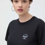 Herschel tricou din bumbac femei, culoarea negru