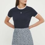 Samsoe Samsoe tricou din bumbac femei, culoarea albastru marin