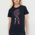 Marella tricou din bumbac femei, culoarea bleumarin 2413970000000