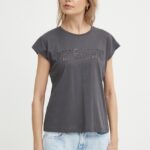 Pepe Jeans tricou din bumbac LILITH femei, culoarea gri, PL505837