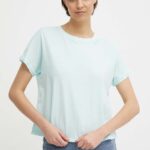 Pepe Jeans tricou din bumbac LIU femei, culoarea turcoaz, PL505832