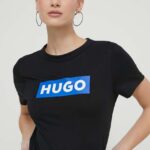 HUGO Blue tricou din bumbac femei, culoarea negru 50510772