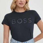 BOSS tricou din bumbac femei, culoarea bleumarin 50514967