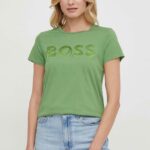 BOSS tricou din bumbac femei, culoarea verde 50514967
