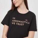 Aeronautica Militare tricou din bumbac femei, culoarea negru