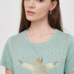 Aeronautica Militare tricou din bumbac femei, culoarea verde