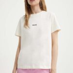 MSGM tricou din bumbac femei, culoarea bej 2000MDM500.200002