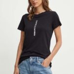 Armani Exchange tricou din bumbac femei, culoarea negru