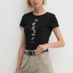 Armani Exchange tricou din bumbac femei, culoarea negru