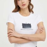 Armani Exchange tricou femei, culoarea alb