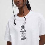Moschino Jeans tricou din bumbac femei, culoarea alb