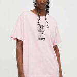 Moschino Jeans tricou din bumbac femei, culoarea roz