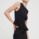 Moschino Jeans top femei, culoarea negru