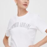 Emporio Armani tricou din bumbac femei, culoarea alb