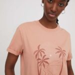 Roxy tricou din bumbac femei, culoarea portocaliu ERJZT05701