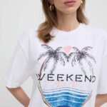 Weekend Max Mara tricou din bumbac femei, culoarea alb 2415970000000