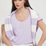 United Colors of Benetton tricou din bumbac femei, culoarea violet
