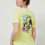 Volcom tricou din bumbac femei, culoarea galben