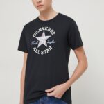 Converse tricou din bumbac femei, culoarea negru