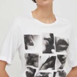 Sisley tricou din bumbac femei, culoarea alb