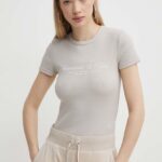 Abercrombie & Fitch tricou femei, culoarea bej