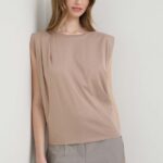 Marella top din bumbac culoarea bej 2413940000000