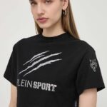 PLEIN SPORT tricou din bumbac femei, culoarea negru