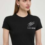 PLEIN SPORT tricou din bumbac femei, culoarea negru