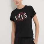 Vans tricou din bumbac femei, culoarea negru