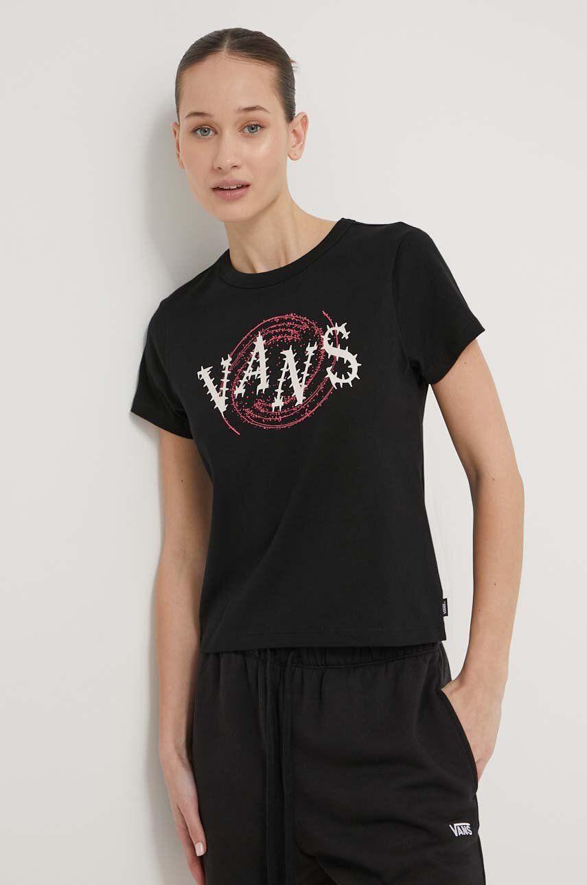 SS24-TSD1EK-99X_F1 Vans tricou din bumbac femei, culoarea negru - imagine 1
