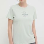 Vans tricou din bumbac femei, culoarea verde