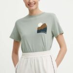 Fjallraven tricou din bumbac Nature T-shirt femei, culoarea verde, F84787
