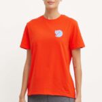 Fjallraven tricou Fox Boxy Logo femei, culoarea portocaliu, F87153