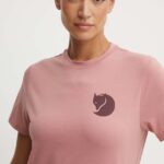 Fjallraven tricou Fox Boxy Logo femei, culoarea roz, F87153