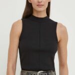G-Star Raw top femei, culoarea negru, cu turtleneck
