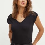 Morgan tricou din bumbac DECI femei, culoarea negru, DECI