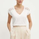 Morgan tricou din bumbac DECI femei, culoarea alb, DECI