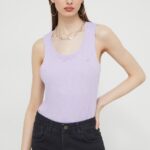 Superdry top femei, culoarea violet