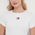 Tommy Jeans tricou femei, culoarea alb DW0DW17881