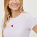 Tommy Jeans tricou femei, culoarea violet DW0DW17881