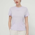Tommy Jeans tricou din bumbac femei, culoarea violet DW0DW17828